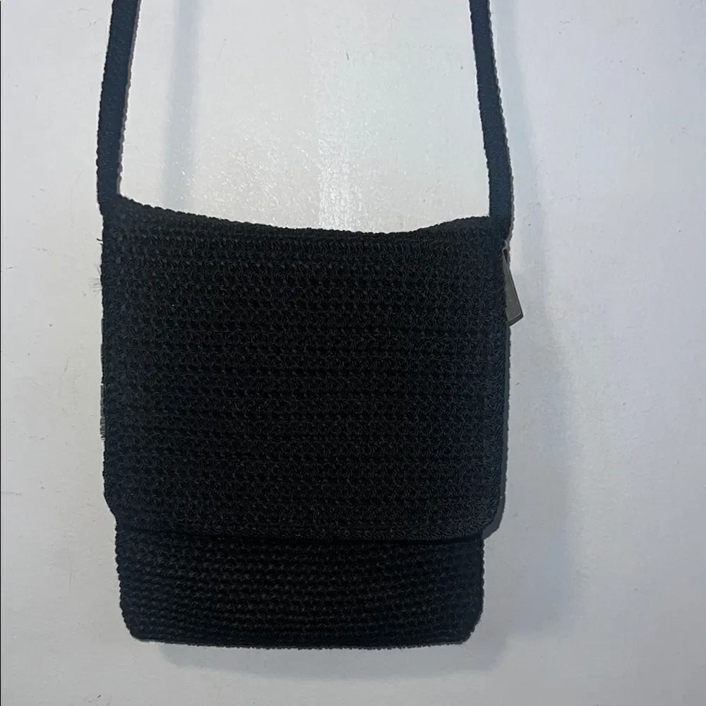 THE SAK Black Crochet Knit Crossbody Purse